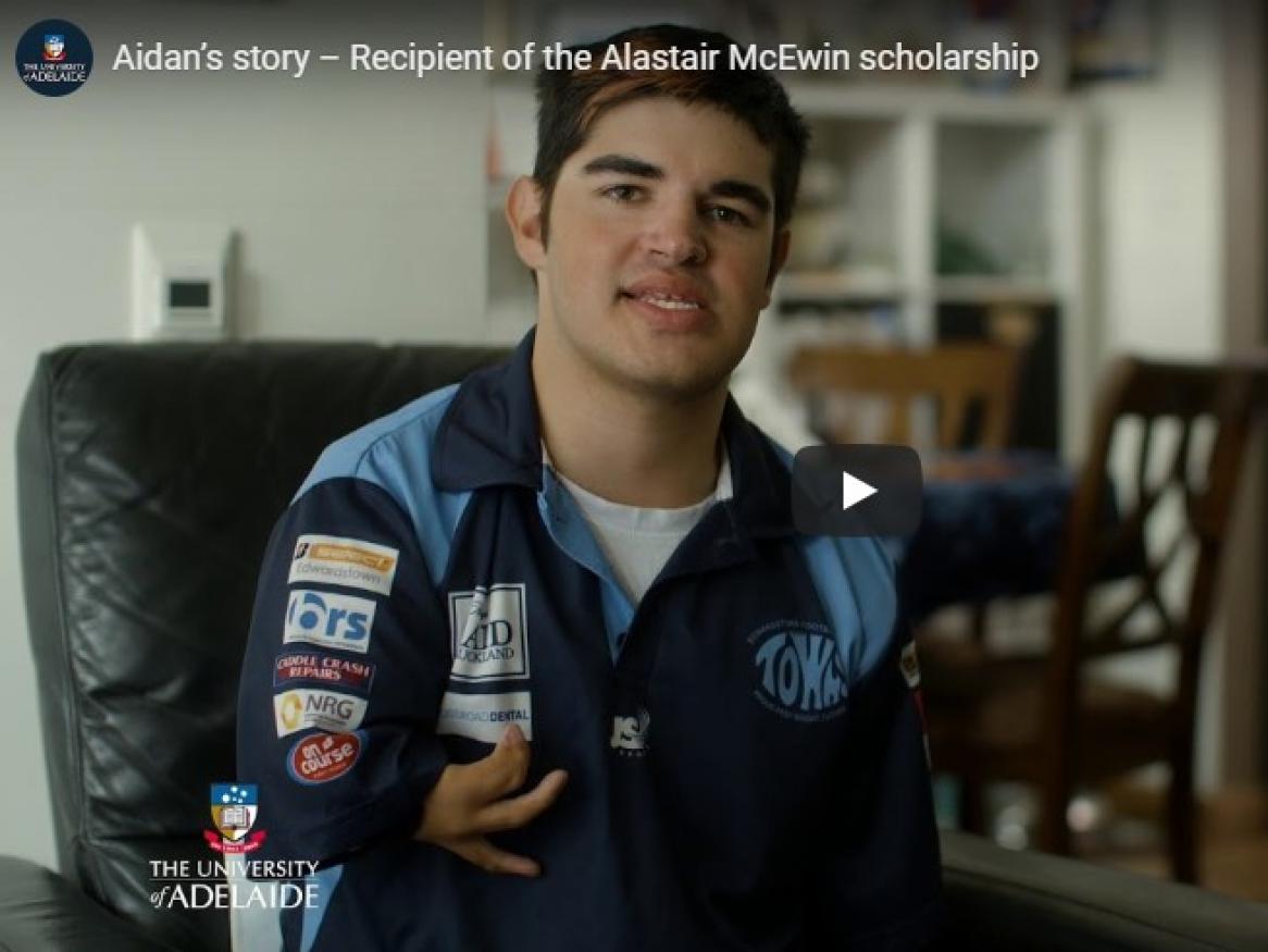 Aidan Barry, 2018 Alastair McEwin Scholarship recipient 