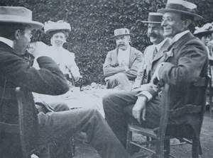 W.H. Bragg, Gwendoline Bragg, Professor Bensley, Professor George Cockburn Henderson E.C. Stirling at Stirling's "St. Vigeans" home, undated.