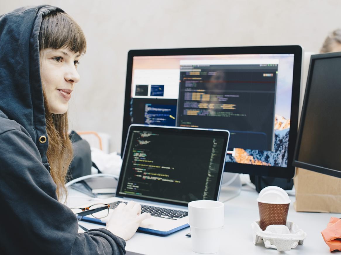 Female student with laptop