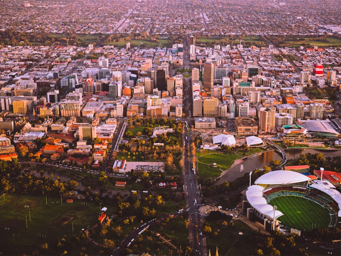 Aerial view of the Adelaide CBD