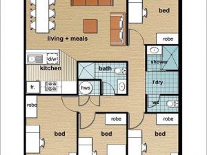 Example of a four-bedroom apartment*