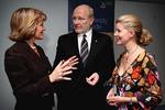 From left: Deputy Leader of the Opposition the Hon. Julie Bishop, Vice-Chancellor and President of the University of Adelaide Professor James McWha, and Senator Natasha Stott Despoja at the launch of the University of Adelaide alumni network at Parliament House in Canberra
Photo by Ray Strange, courtesy of <i>The Australian</i>