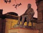 The statue of Sir Walter Watson Hughes in front of the Mitchell Building, North Terrace Campus