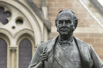 <i>Sir Thomas Elder</i>
E A B Drury (1856-1954)
London 1900-1903
bronze 2.86m statue on granite pedestal with bronze panels 3.76m
Photo by Chris Tonkin