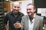 From left: Dr Ralf Tappert and Professor John Foden with a sample of the very rare, ultradeep diamonds
Photo by David Ellis