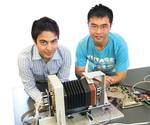 From left: Mohsen Bazghaleh and Chen Fei Yu
pictured with the robotic concertina
Photo by Candy Gibson