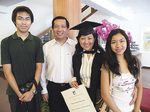 Elaine De Velez was awarded the Most Outstanding MBA Student for 2008 and won the Ngee Ann-Adelaide Prize for Strategic Management. She is pictured with her husband Leo and children Lorraine and Lionel.