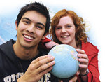 Adelaide students Daniel Ali and Jade Cooper know the benefits of studying overseas
Photo by Campbell Brodie, courtesy of <i>The Advertiser</i>