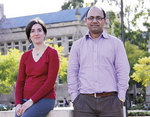 From left: Public Health students Dr Nathanaelle Theriault and Dr Muhammad Aziz Rahman are among those providing much-needed support by tracking the spread of swine flu
Photo by Candy Gibson