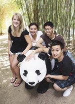 Student volunteers at the Zoo (from left) Katherine Adriaanse, Kui Si Quinn Ng, Wei Ping Aaron Tan and Andrew Wong
Photo by Ben Osborne