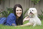 Psychology Masters student Jasmin Peacock with her dog Bella
Photo by David Ellis