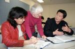 PCEs Erica Smith (middle) with Dalian teachers Carrol and Peter
Photo by Ben Osborne