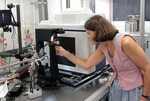 Associate Professor Maria Hrmova with one of the new diffractometers in the Bragg Crystallography Facility