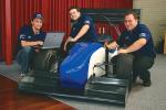 Engineering students (from left) Radoslaw Kochanawski, Marcus Boyd and Paul Caffin with the Formula SAE car they helped to design and build as part of their final year
Photo by Ben Osborne