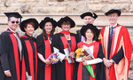 The graduation ceremony on 28 September for three PhD students in Dental Education  Dr Dimitra Lekkas, Dr Vicki Skinner and Dr Nattira Suksudaj  was an historic event. It was the first time in Australia that three new PhDs in Dental Education were awarded from the same school in the same ceremony. Prior to this, Australia had only one PhD graduate in this area.  They are pictured with Associate Professor John Kaidonis, Associate Professor Tracey Winning, Professor Johann de Vries and Professor Grant Townsend.
Photo by Candy Gibson