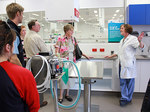 Professor Gail Anderson (right), Head of the School of Animal and Veterinary Sciences, explains to a public tour group how the Surgical Skills Suite at the new Veterinary Health Centre at Roseworthy will be used to help teach students
Photo by Frederick Chew