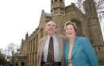 Ian and Marion McCarthy outside Bonython Hall, where they will celebrate 50 years of being University of Adelaide graduates
Photo by Ben Osborne