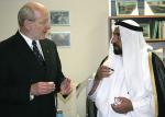 Talking with Vice-Chancellor Professor James McWha over coffee in the Dental Schools Sharjah Room
Photo by Ben Osborne