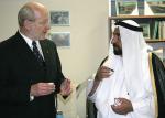 Talking with Vice-Chancellor Professor James McWha over coffee in the Dental Schools Sharjah Room
Photo by Ben Osborne