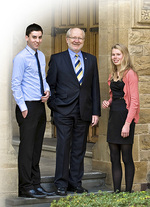 Vice-Chancellor and President Professor James McWha with this years Vice-Chancellors Scholars, first-year students Justin Bannon and Louise Thomas
Photo by John Hemmings