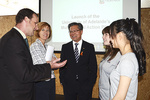 Pro Vice-Chancellor (International) Professor Kent Anderson, Pro Vice-Chancellor (Academic) Professor Pascale Quester, Chairman of the South Australian Multicultural and Ethnic Affairs Commission Mr Hieu Van Le, pictured with students Amanda Wareham and Yuxiang Xia.
Photo by Ben Osborne