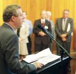 Premier Mike Rann speaking in Bonython Hall
Photo by Mark Trumble