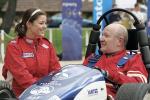 Professor McWha talking with SAE team member and Formula Ford driver Samantha Reid
Photo by Ben Osborne