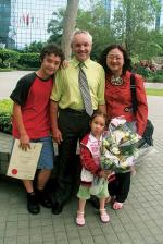 Dereke Bruce pictured with his wife Lily, son Adam and daughter Clare at his Hong Kong offshore graduation on 30 April
Photo by Candy Gibson