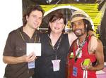 Left to right: Musician Jake Savona from Melbourne dub reggae outfit Mista Savona, Womadelaide 2008 LIVE! presenter Systa BB and Mista Savona singer Jonique, originally from French Guyana
Photo by Kat McGuffie