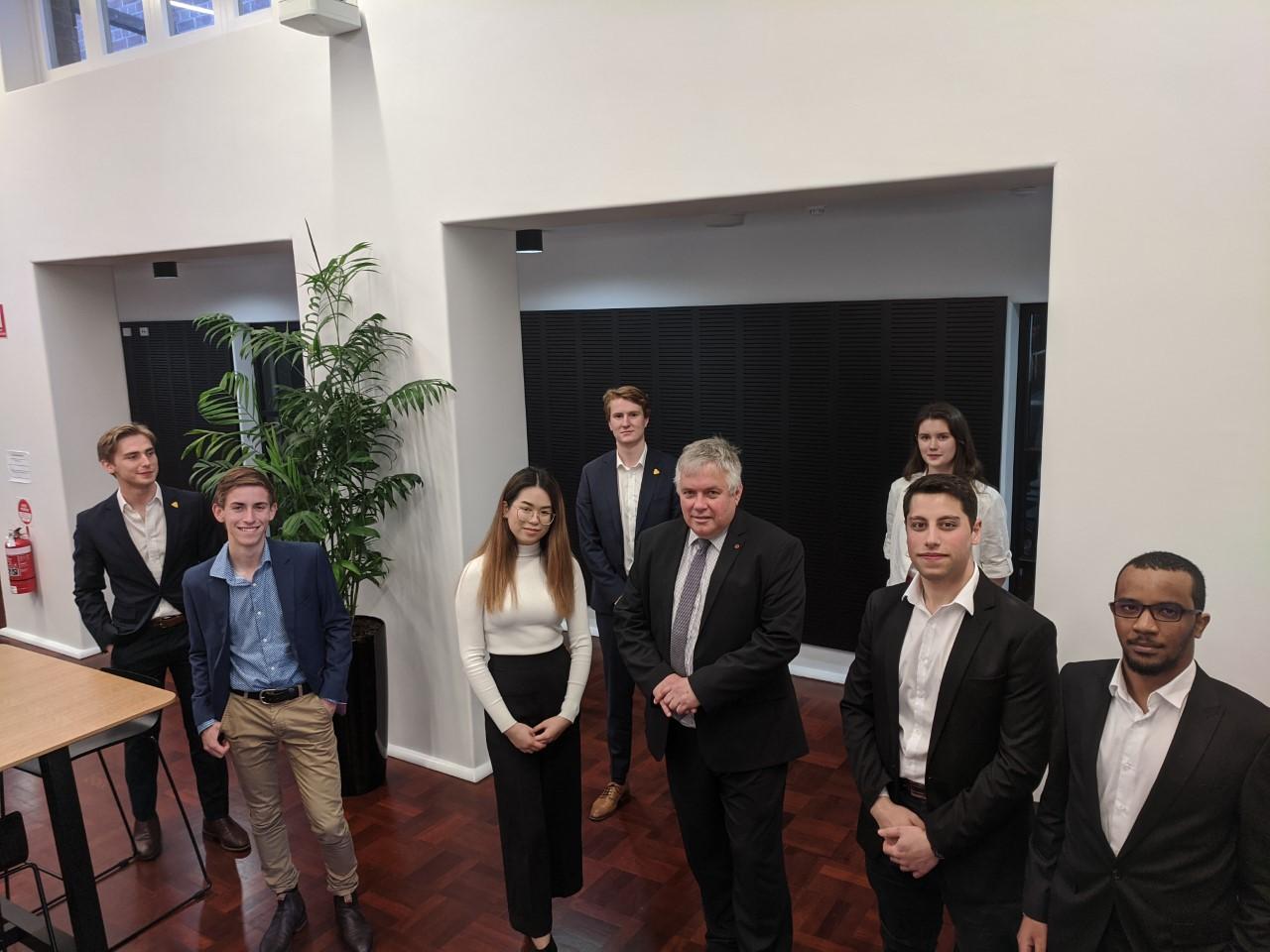 Group photo with senator Rex Patrick and students