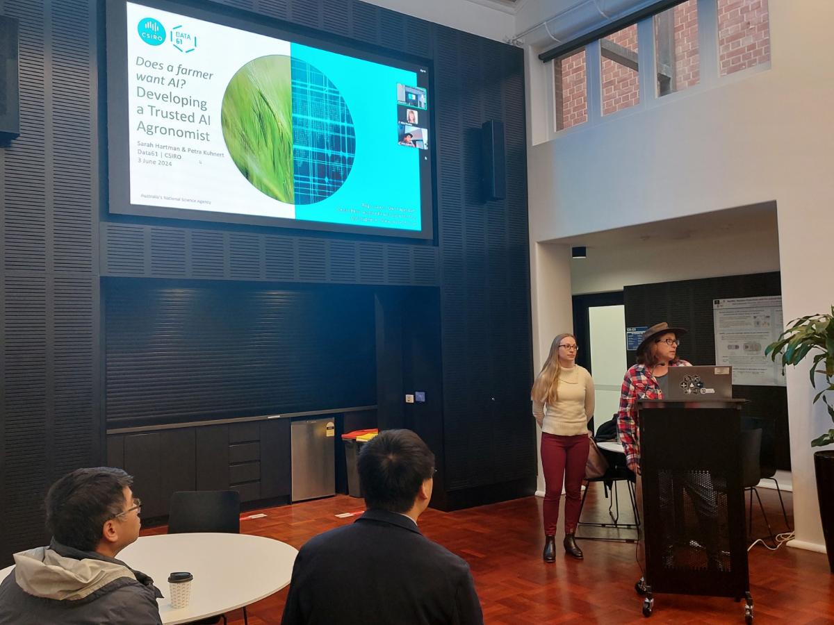 Drs Sarah Hartman and Petra Kuhnert during their AIML presentation