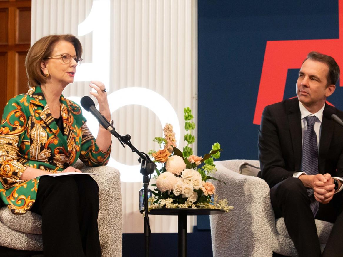 Former Prime Minister Julia Gillard with Professor Simon Lucey