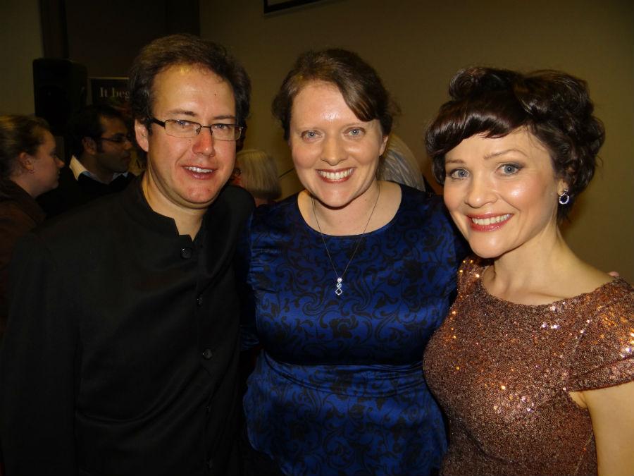 Luke Dollman, Natalie Williams and Greta Bradman following the performance of Our Don