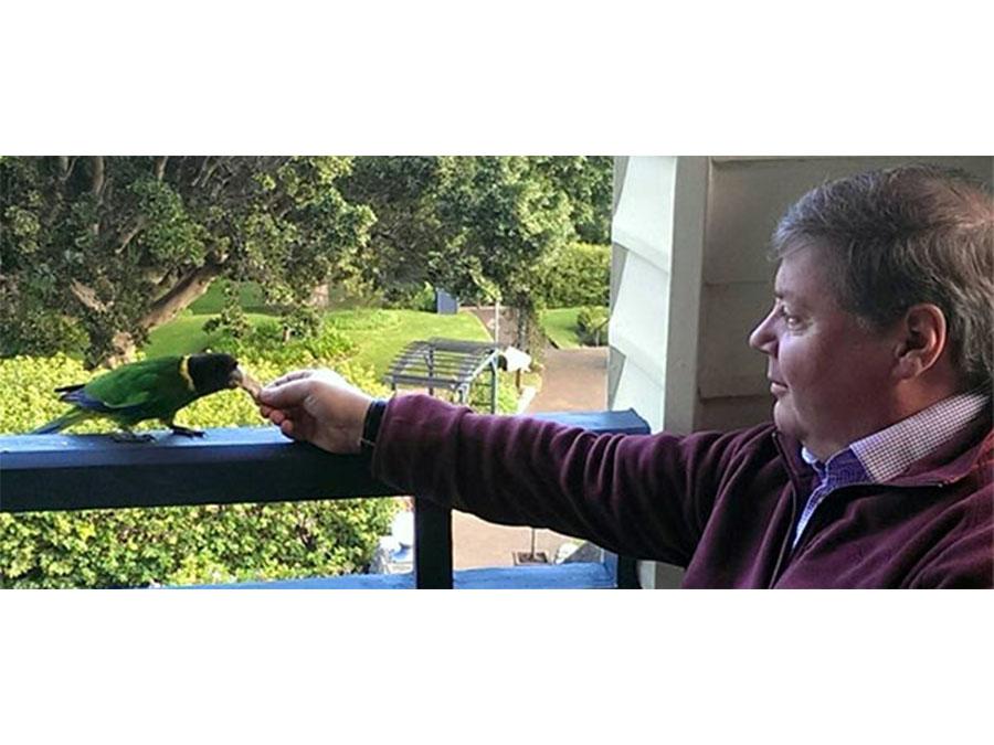 Chris Daniels with a bird