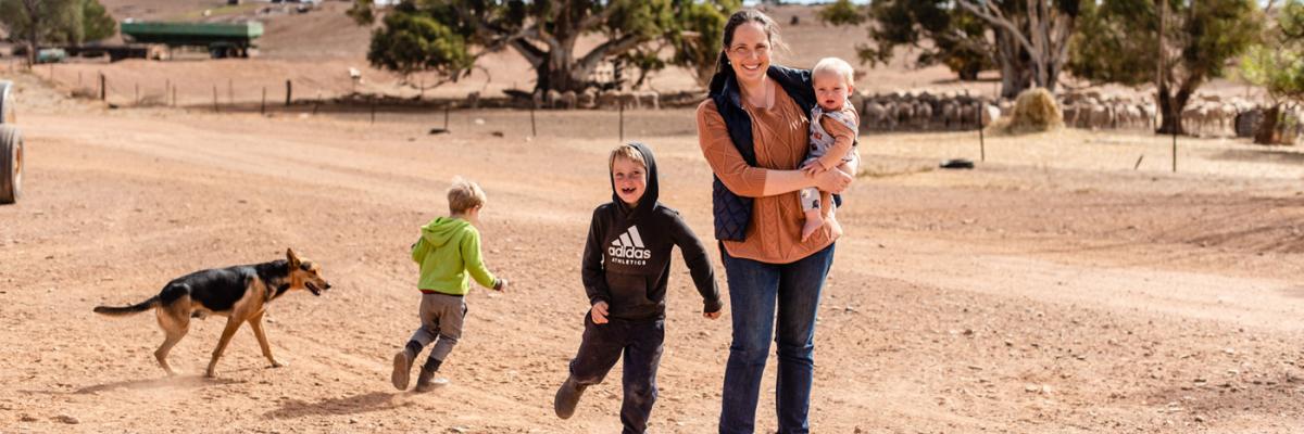 Stephanie Schmidt and family on her farm