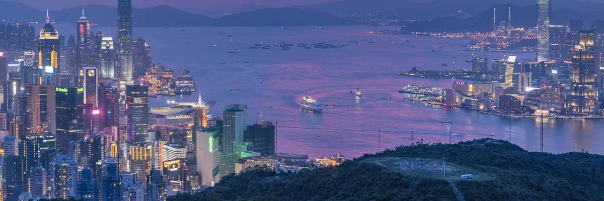 Hong Kong city at sunset