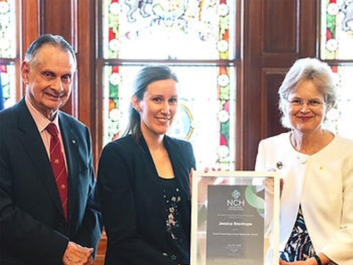 Prof Frewin and Dr Jessica Stanhope with Hon Frances Adamson AC, Governor of SA