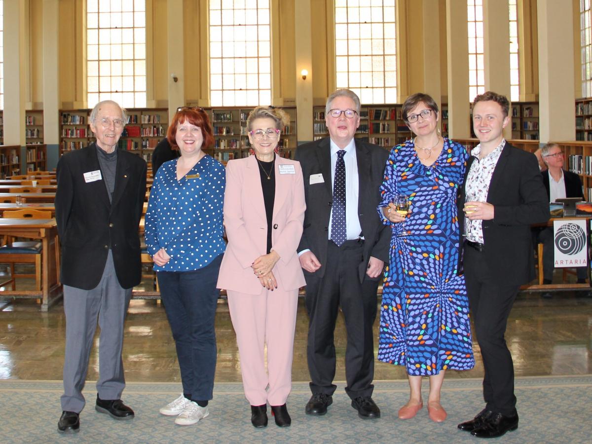 Rachel poses with five others at a FOTL event in the Barr Smith