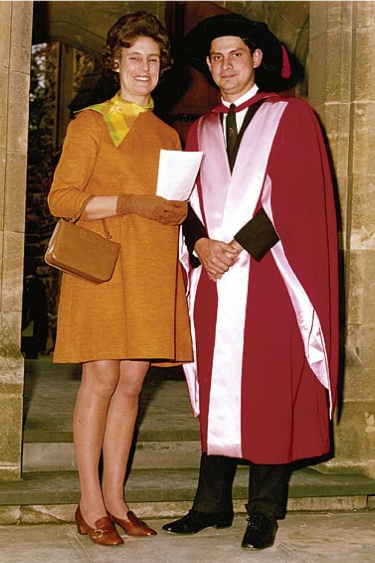 Prof Frewin graduating with MD alongside wife Margaret