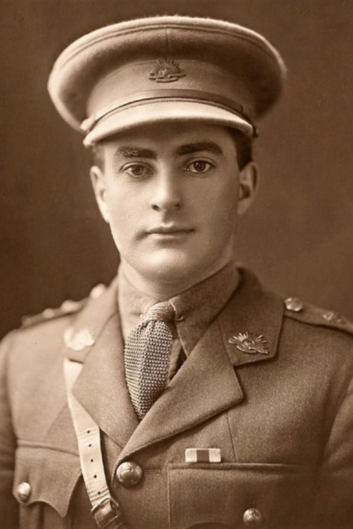 An old sepia photograph of Percy Blewett in military uniform