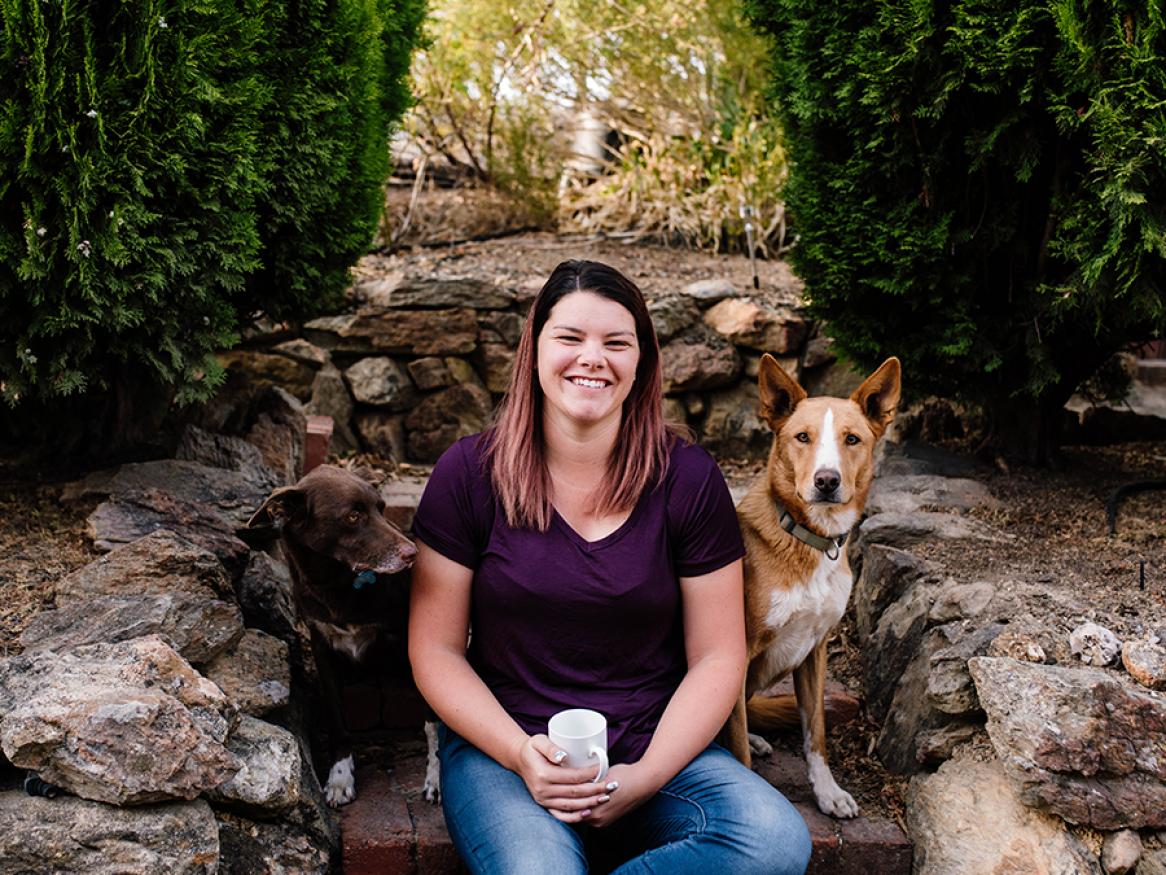 Phillipa (Pip) Edwards with her own dogs Benji and Cooper Bear