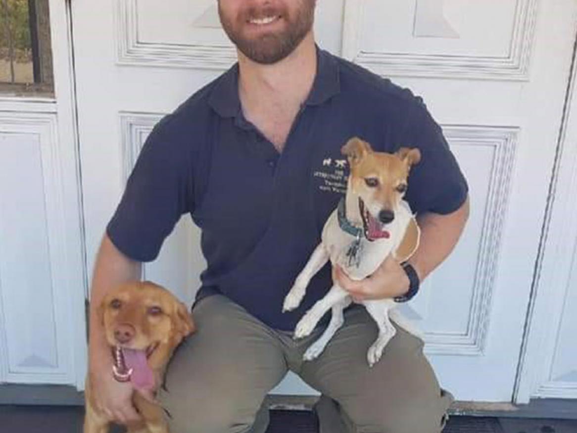 Doctor of Veterinary Medicine alumnus Phil Downey with dogs