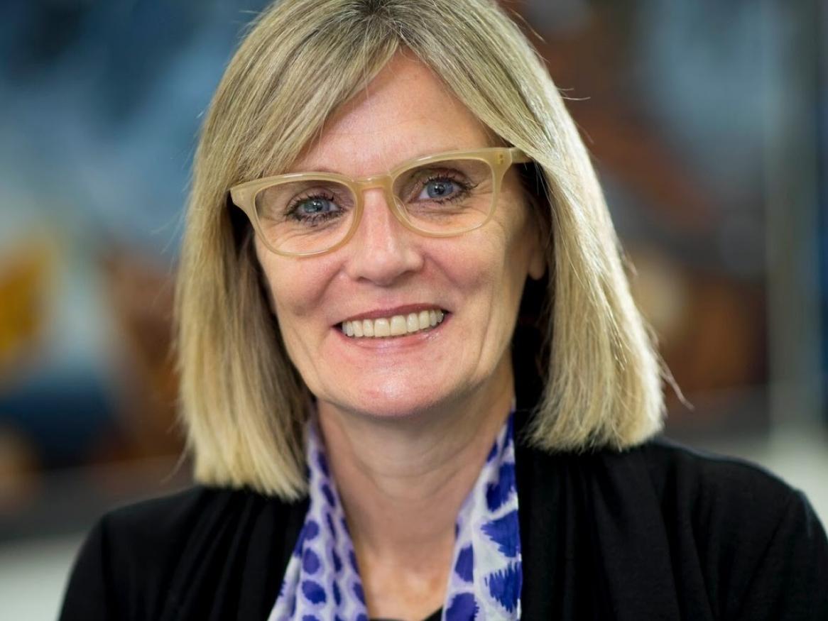 Professor Jane Taylor in front of a blurred background