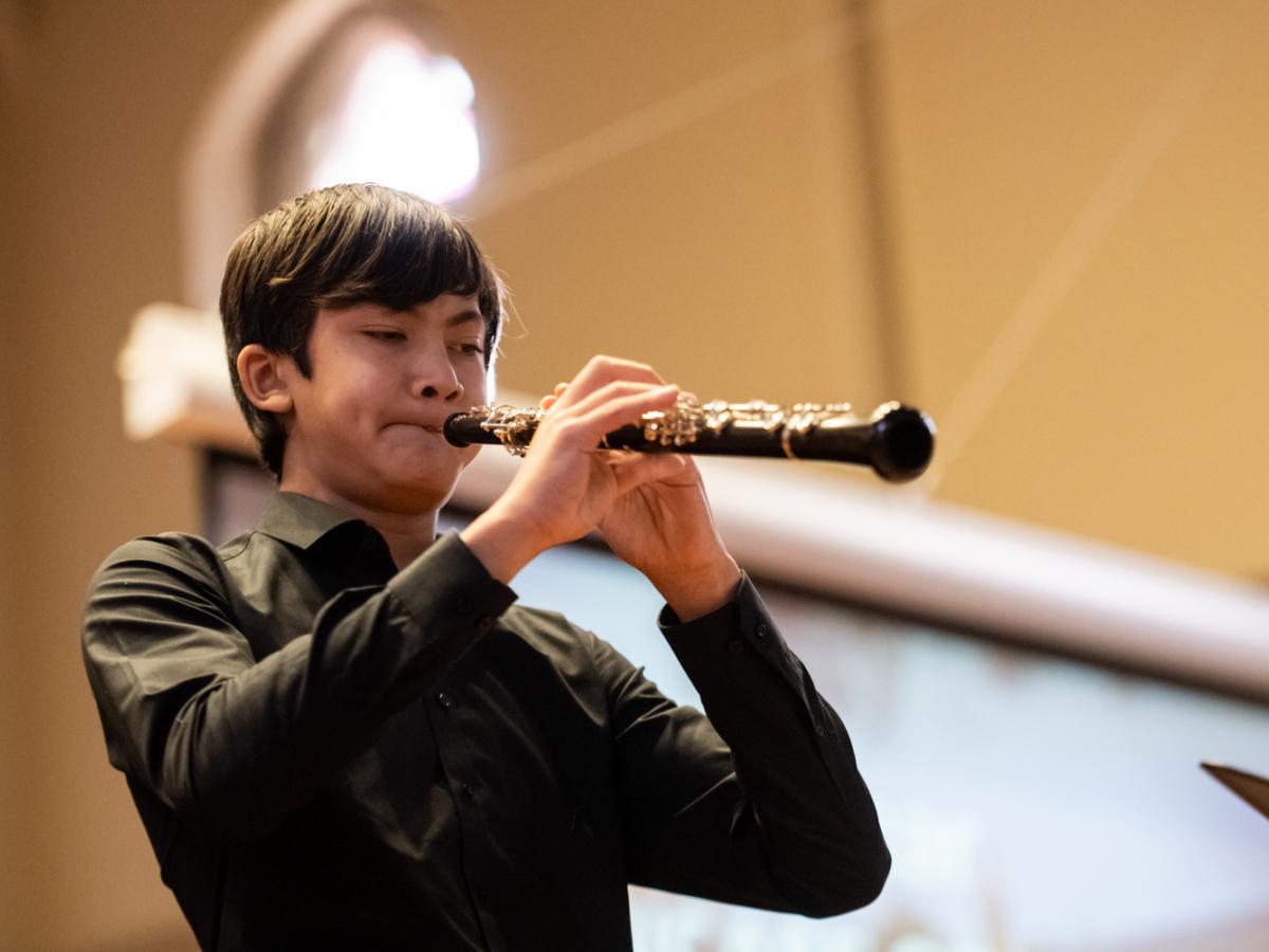 Candidate performing on oboe