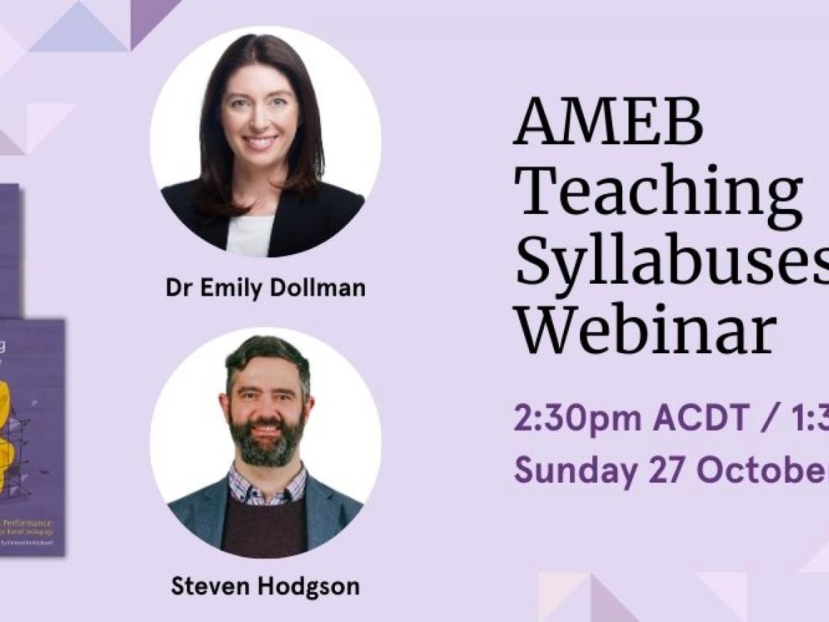 advertisement with pictures of emily dollman and steve hodgson and ameb books