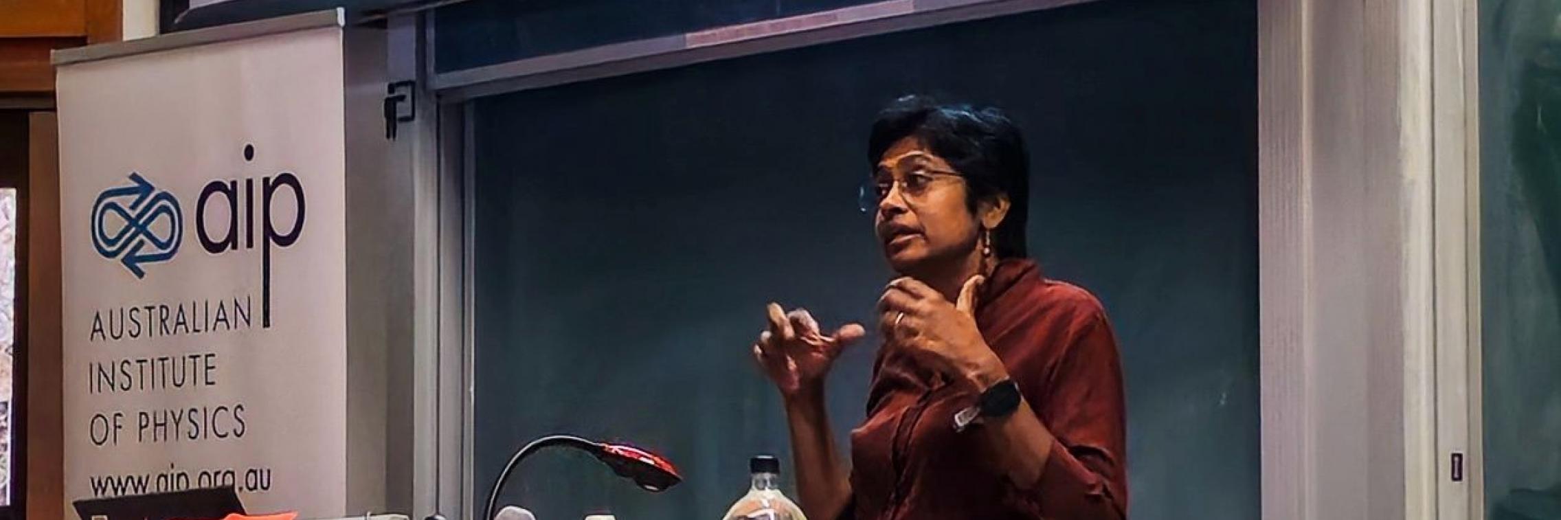 Shanti giving public lecture