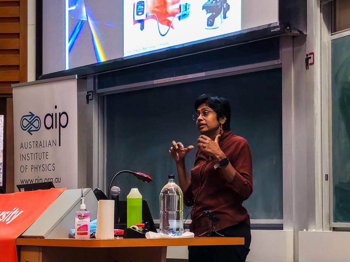 Shanti giving public lecture