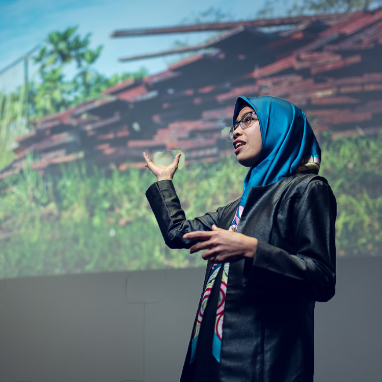Student presenting