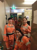 Olympic Dam field trip ladies in work wear group photo