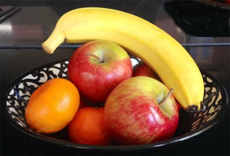 Banana in a fruit bowl.